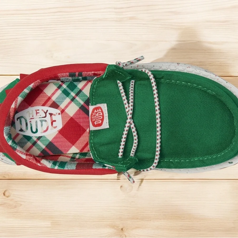 Kids NWT Hey Dude Shoes Wally Holiday Elf size Multiple Sizes
